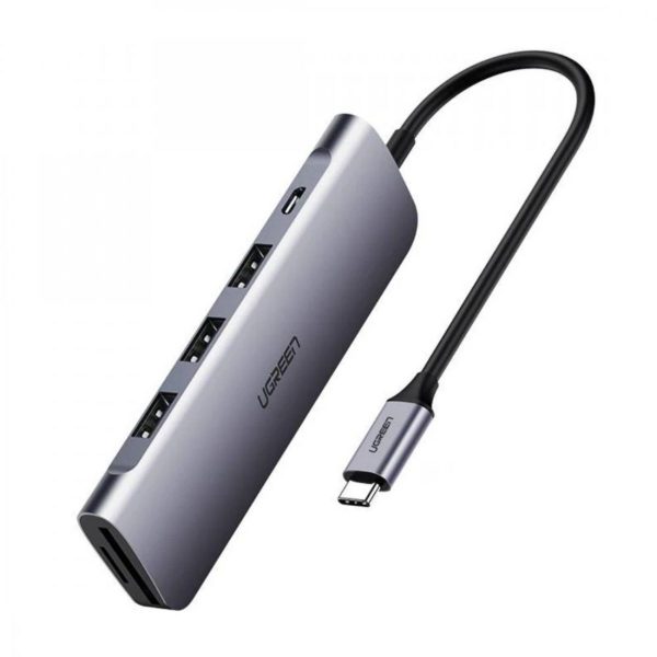 Bộ chuyển đổi USB C Ugreen 70411 CM195 type-C to HDMI/Hub USB 3.0/SD/TF