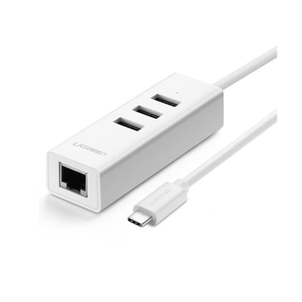 Bộ chia Ugreen 20792 Type C to 3* USB2.0 + Lan 10/100Mbps, tốc độ 480Mbps
