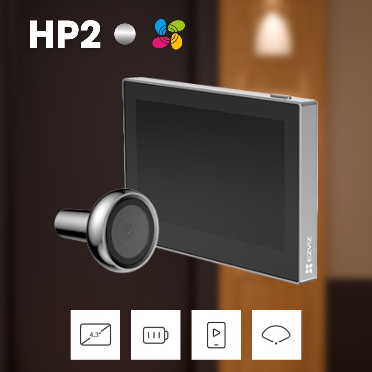 10130_chuong_cua_man_hinh_ezviz_hp2_2mp_silver_thumb Chuông cửa màn hình Ezviz HP2 2MP, 4.3 inch, quản lý bằng app, live view, pin Lithium 2200mAh (Silver)