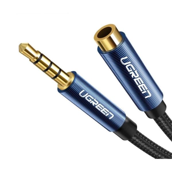Cáp nối dài âm thanh AUX 3.5mm 0,5M Ugreen 40672 bọc Nylon cao cấp (hỗ trợ Mic)