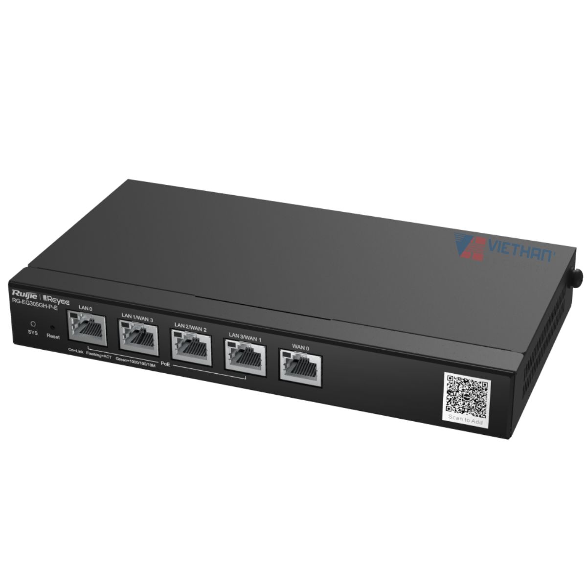 Thiết bị Mạng router Smart Gateway 5 cổng RUIJIE RG-EG305GH-P-E Tốc độ 1.5 Gbps, chịu tải 300 Users, nguồn PoE 60w