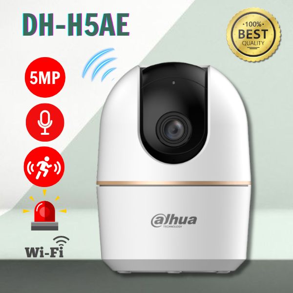 Camera wifi 5MP 3K Dahua DH-H5AE, Hồng ngoại 10m, Phát hiện người, Đàm thoại 2 chiều