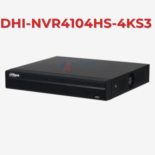 Đầu ghi hình camera IP 4 kênh 12MP Dahua DHI-NVR4104HS-4KS3, hỗ trợ 1 ổ cứng 20TB, băng thông đầu vào 80Mbps