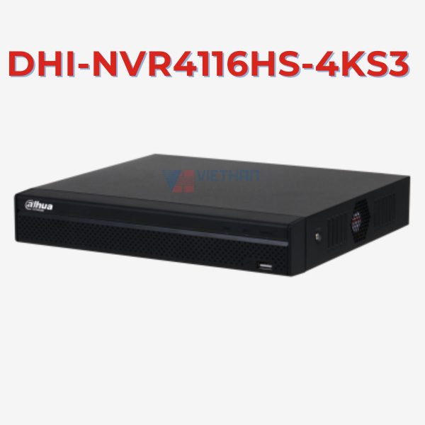 Đầu ghi hình camera IP 16 kênh 12MP Dahua DHI-NVR4116HS-4KS3, hỗ trợ 1 ổ cứng 20TB, băng thông đầu vào 160Mbps
