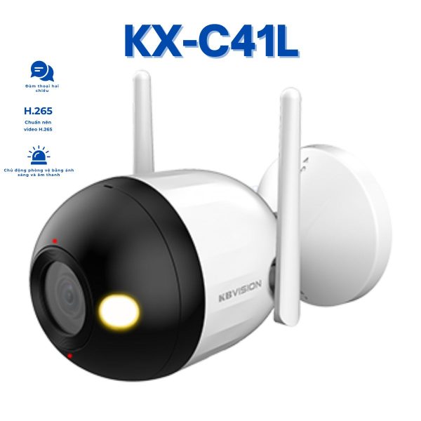 Camera Wifi Full Color KBVISION KX-C41L 4MP, Đàm thoại 2 chiều, báo động đèn và còi hú, Đèn LED