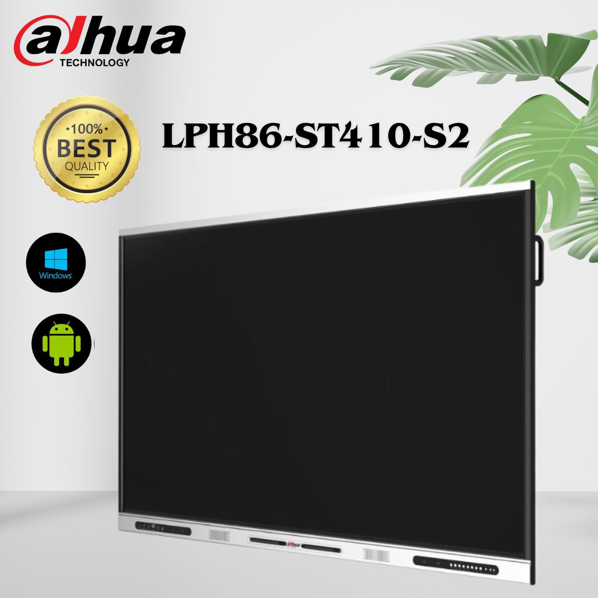 Màn hình tương tác DHI-LPH86-ST410-S2 Cường lực chống chói, Không cán màng, Hỗ trợ Android & Windows