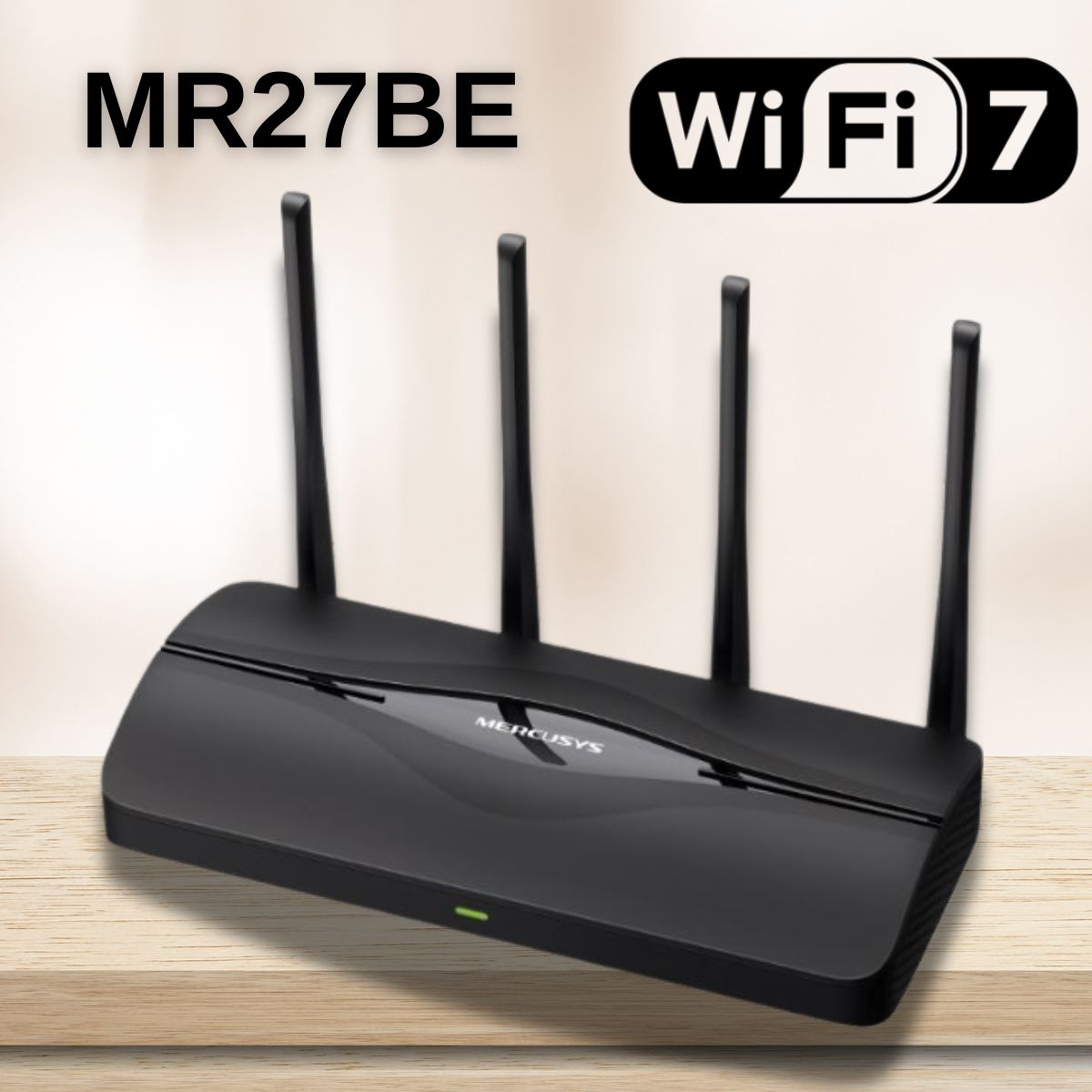 Thiết bị mạng Router Wi-Fi Mercusys MR27BE Băng tần kép BE3600, Chuẩn Wi-Fi 7 mới nhất,  Kết nối mạnh mẽ