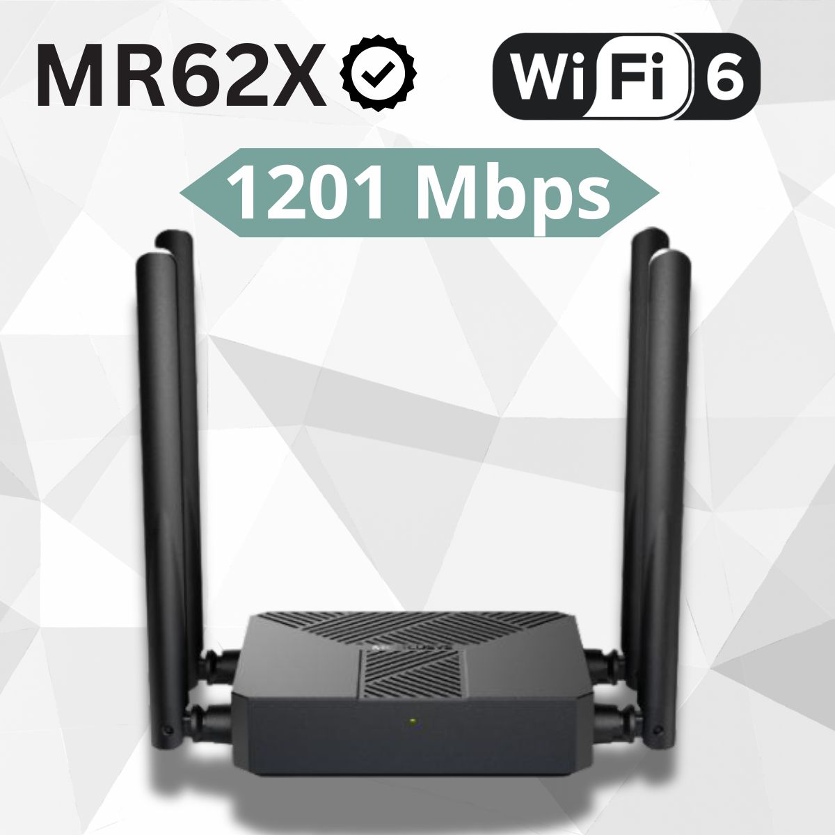 Router Wifi 6 Mercusys MR62X Băng tần kép AX1500, Kết nối dây Gigabit, Tốc độ cao,