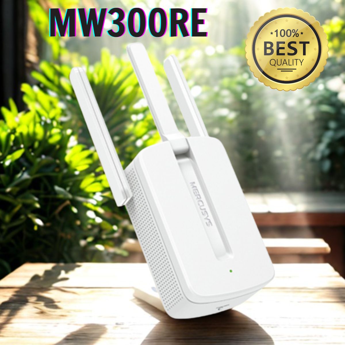 Bộ mở rộng sóng Wi-Fi tốc độ 300 Mbps Mercusys MW300RE, 2 Ăng-ten cố định, Hỗ trợ đèn LED