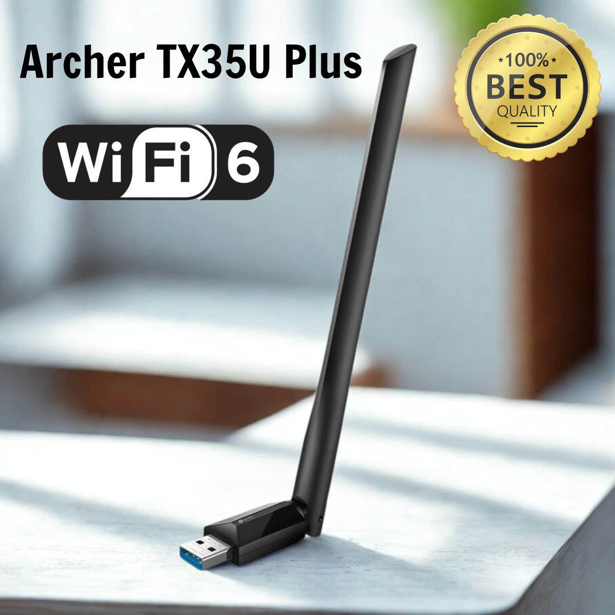 Bộ chuyển đổi USB Wi-Fi 6 Archer TX35U Plus Băng tần kép độ lợi cao AX1800, USB 3.0, Công nghệ MU-MIMO, OFDMA và WPA3