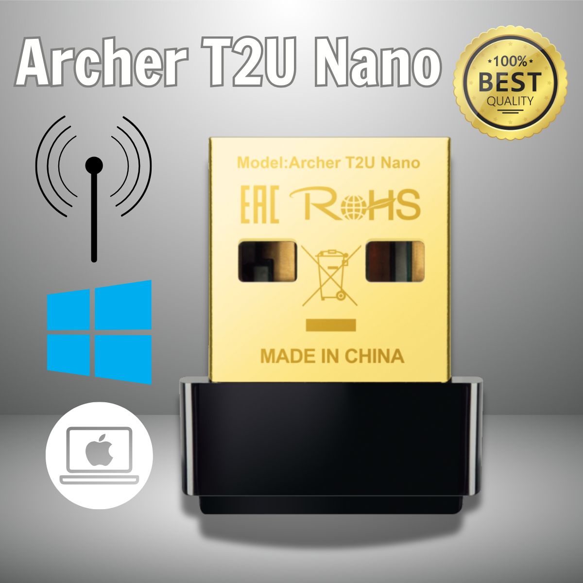 Bộ Chuyển Đổi USB Nano Wi-Fi Băng Tần Kép AC600 Archer T2U Nano, USB 2.0, Bảo mật nâng cao