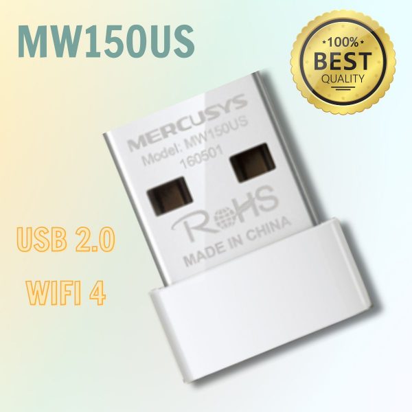 Bộ chuyển đổi USB Wi-Fi Nano Merucsys MW150US chuẩn tốc độ 150Mbps, USB 2.0, 1 x ăng-ten ngầm