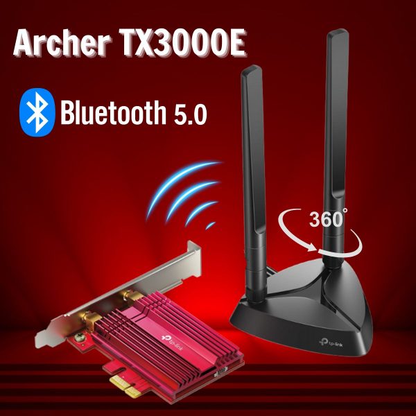 Bộ Chuyển Đổi Bluetooth PCI Express Wi Fi 6 Archer TX3000E Băng Tần Kép AX3000, 2 x Ăng-ten ngoài có độ lợi cao, Bluetooth 5.2