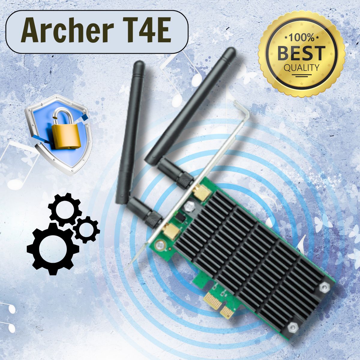 Bộ Chuyển Đổi PCI Express Wi Fi Archer T4E Băng Tần Kép AC1200, 1 Ăng-ten ngoài có độ lợi cao, Công nghệ Beamforming