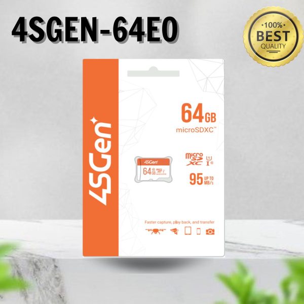 Thẻ nhớ Micro SD 4SGEN-64EO Dung lượng 64GB, Tốc độ đọc 95MB/s, Tốc độ ghi 10MB/s