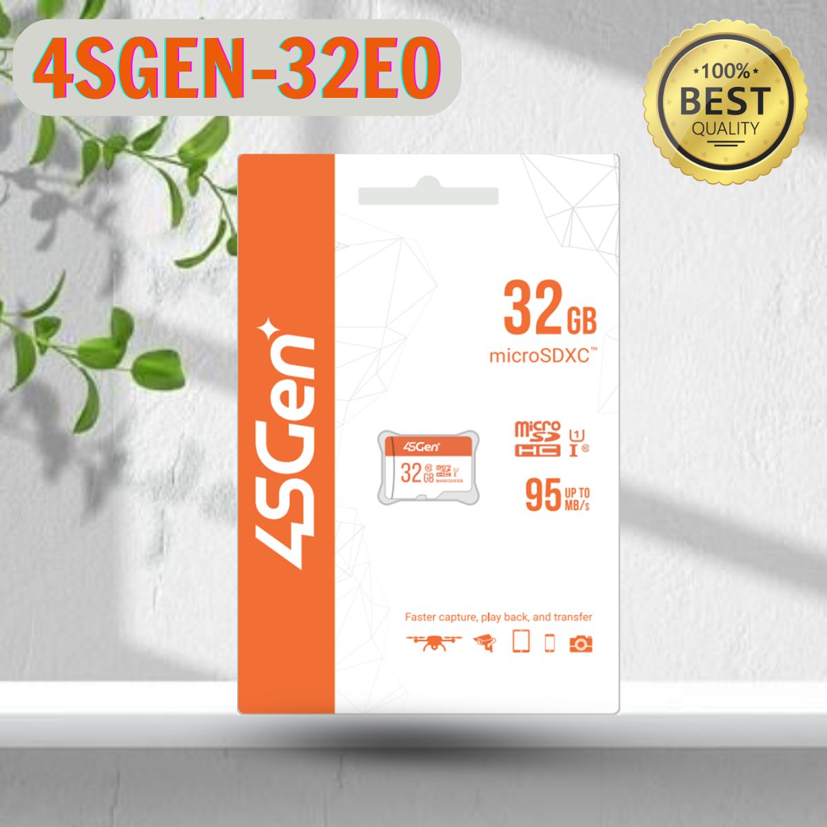 Thẻ nhớ Micro SD 4SGEN-32EO Dung lượng 32GB, Tốc độ đọc 95MB/s, Tốc độ ghi 10MB/s