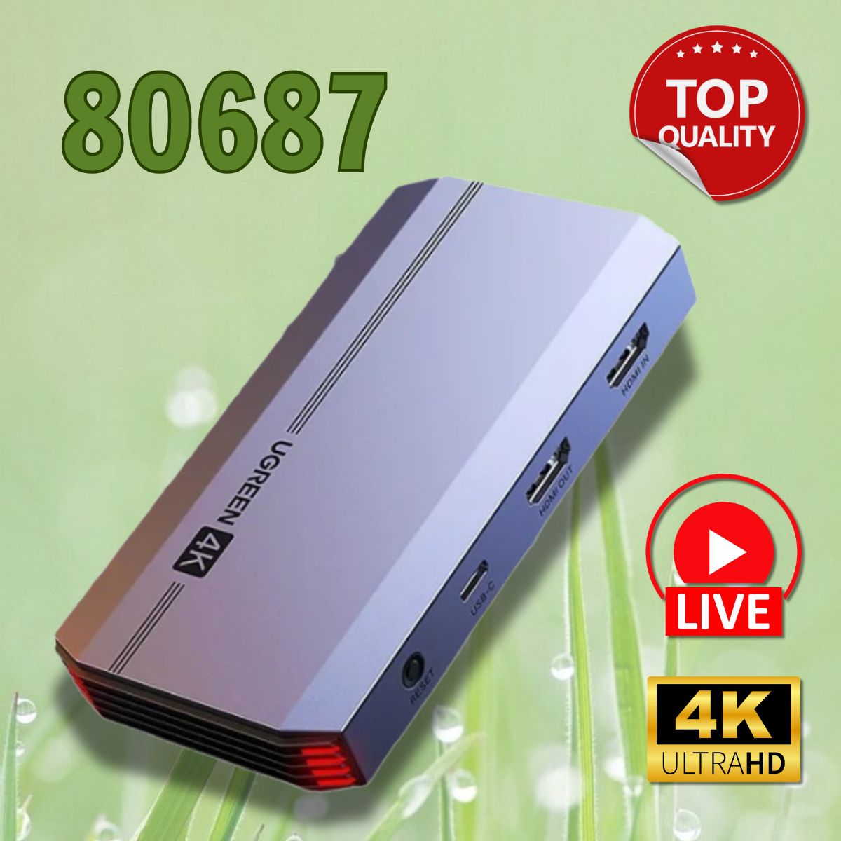 Thiết bị ghi hình hỗ trợ Livestream Capture HDMI 4K@60Hz Ugreen 80687 chính hãng cao cấp, Tín hiệu ổn định