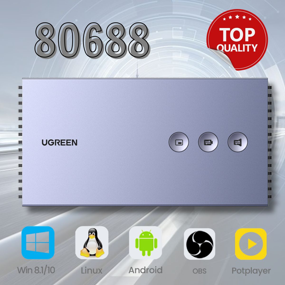 Thiết bị ghi hình hỗ trợ Livestream Capture HDMI 4K@30Hz Ugreen 80688  USB 3.0, Tốc độ truyền tải lên đến 5Gbps