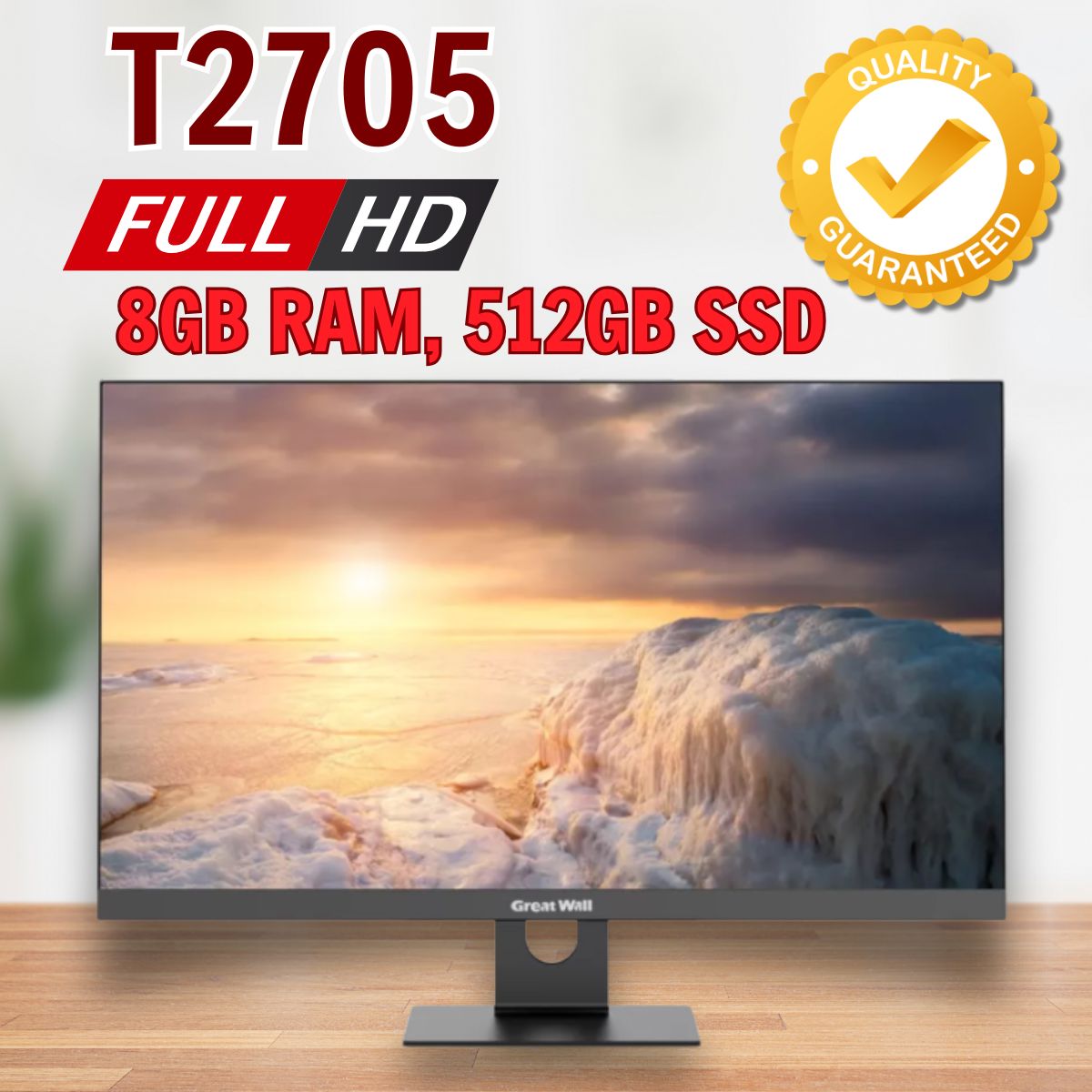 Máy tính All in one Great Wall T2705 AIO TA25857 - Core i5-12450H, 8GB RAM, 512GB SSD - Màn 27" FHD - Intel Graphics, Phím chuột không dây