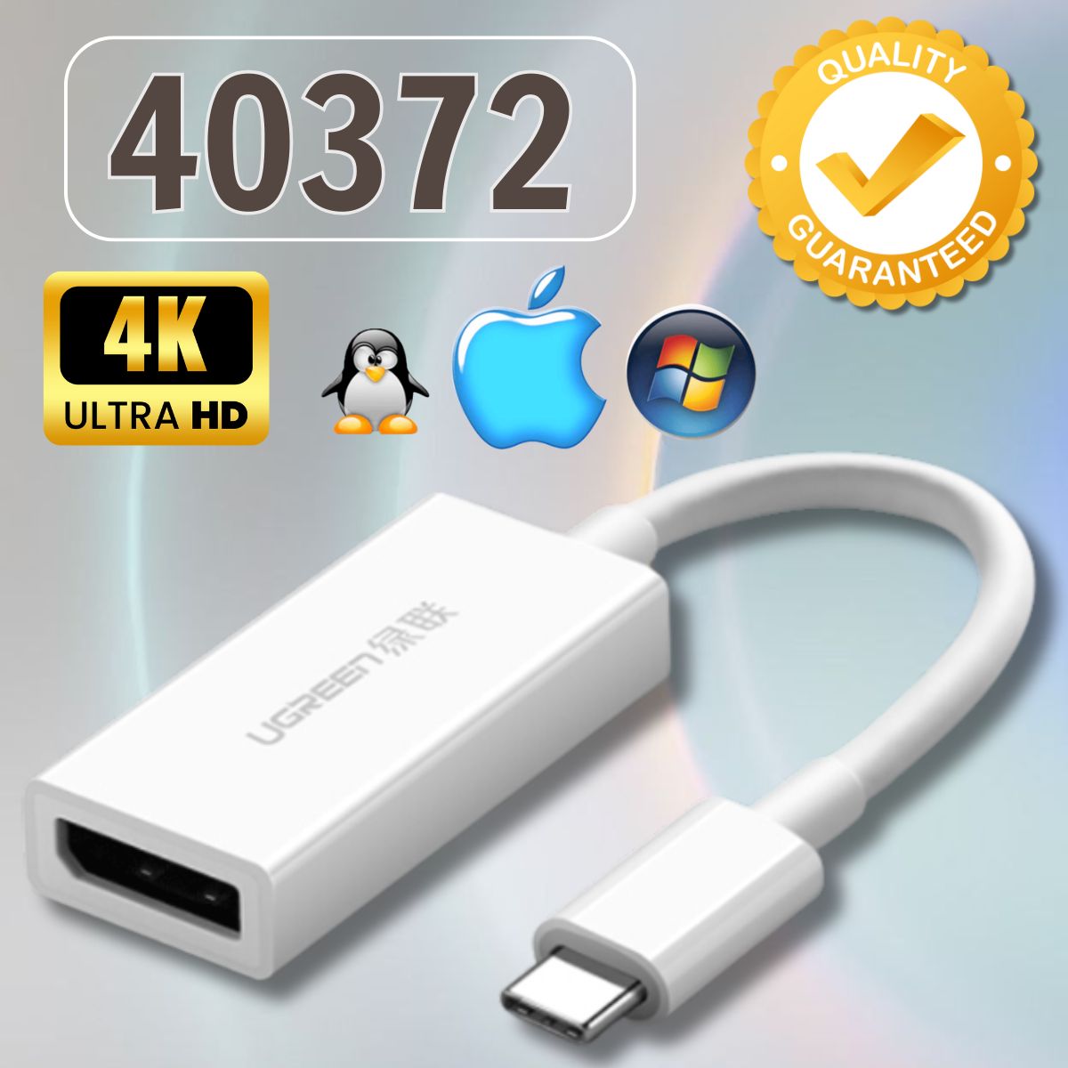 Cáp chuyển đổi USB Type-C to Displayport (Female) Ugreen 40372 MM130 Hoox trowj 4K@60Hz