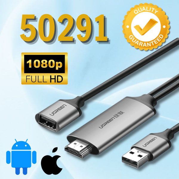 Cáp chuyển đa năng USB to HDMI Ugreen 50291 Kết nối điện thoại, máy tính bảng cổng lightning, USB type-C Hỗ trợ 1080p@60Hz