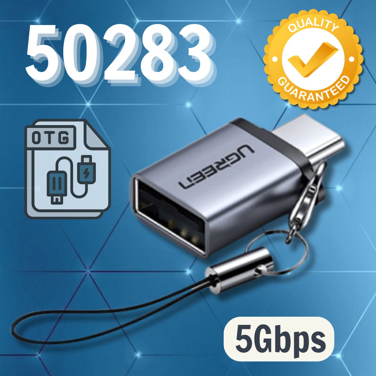 Đầu chuyển đổi OTG USB Type-C to USB 3.0 vỏ nhôm Ugreen 50283 cao cấp, Hỗ trợ tốc độ truyền 5Gbps