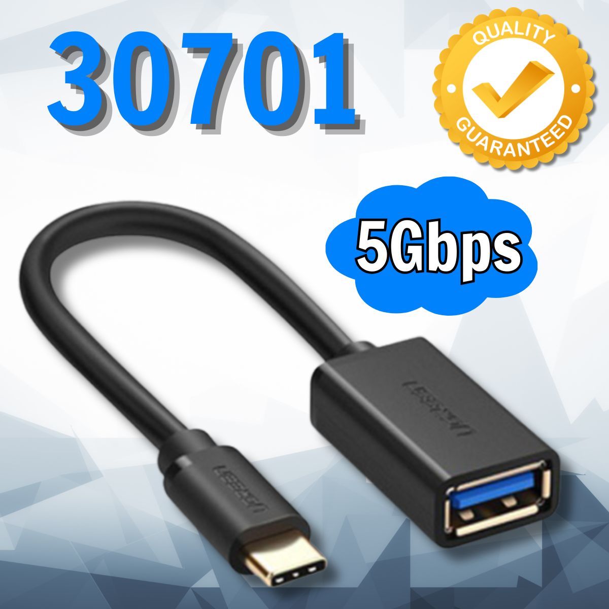Cáp OTG USB Type C sang USB 3.0 Ugreen 30701 US154 cao cấp Màu đen