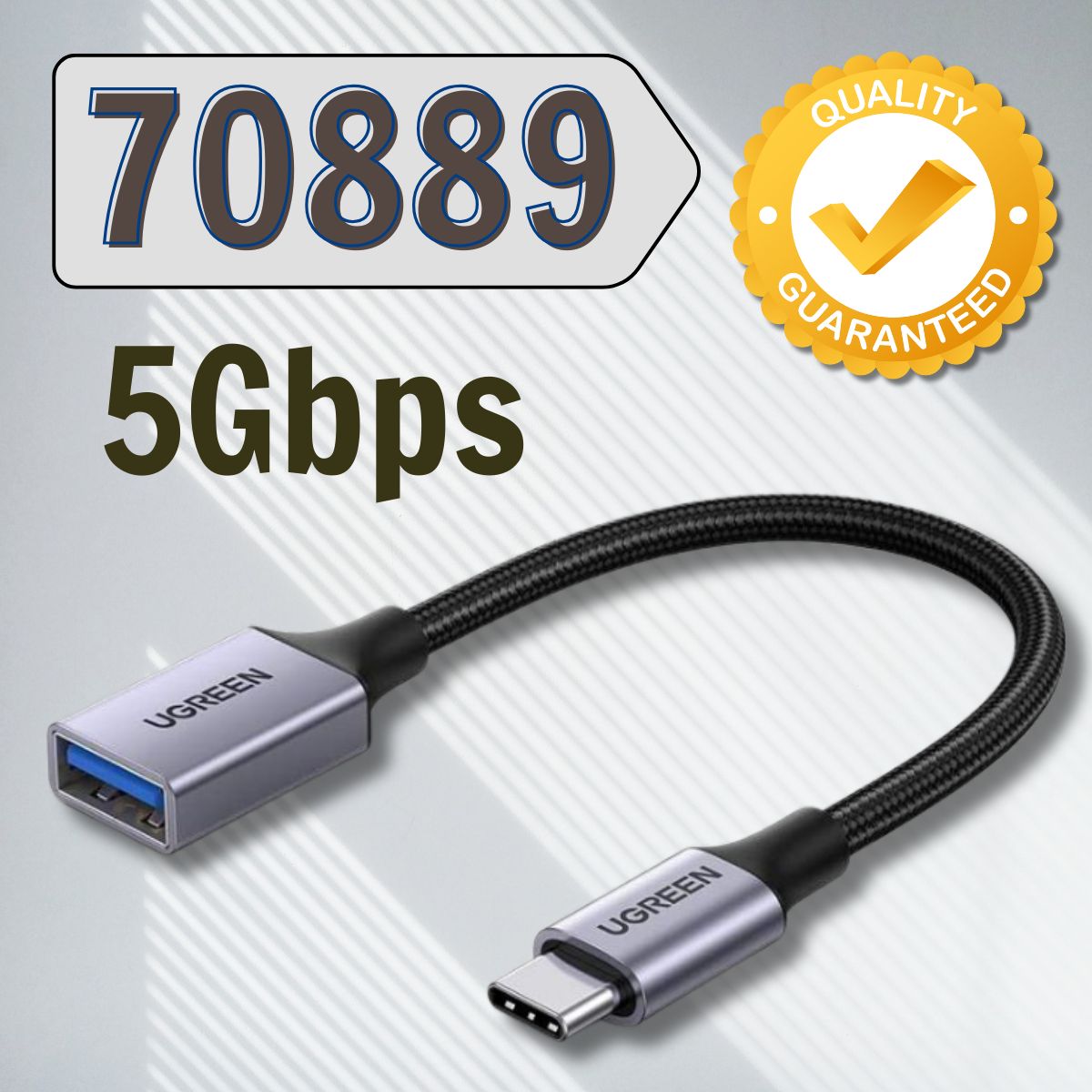 Cáp OTG USB Type-C to USB 3.0 Ugreen 70889 US378 Tốc độ 5Gbps