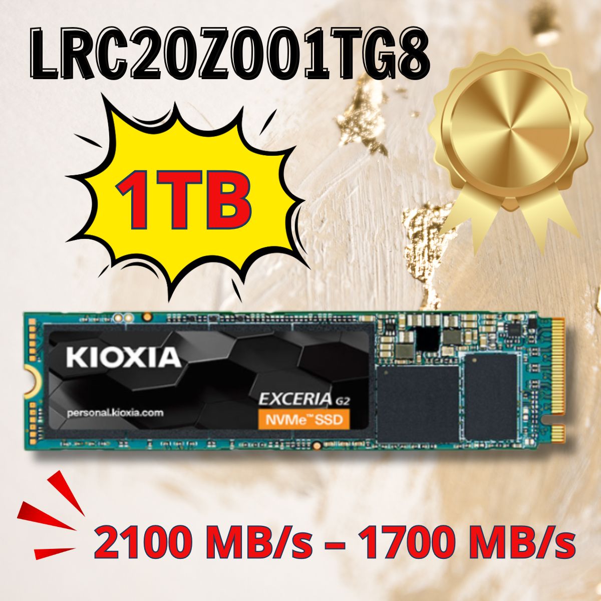 Ổ cứng SSD KIOXIA LRC20Z001TG8 – Dung lượng 1TB – Tốc độ đọc 2100MB/s – Tốc độ ghi 1700MB/s – Giao tiếp M.2 NVMe