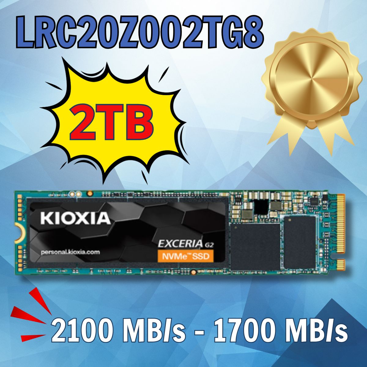 Ổ cứng tốc độ cao KIOXIA LRC20Z002TG8 – Dung lượng 2TB  – Tốc độ đọc 2100MB/s – Tốc độ ghi 1700MB/s