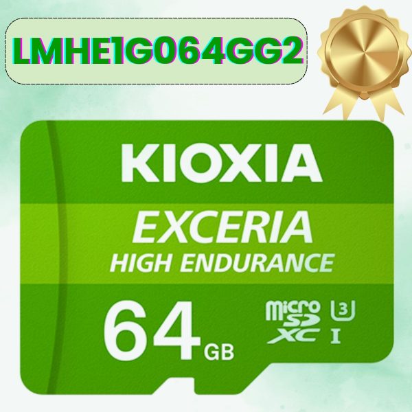 Thẻ nhớ Kioxia Exceria HIGH ENDURANCE 64GB microSD LMHE1G064GG2 CL10 UHS-I U3 V30 A1 R100 W65 w adapter, Màu Xanh Lá