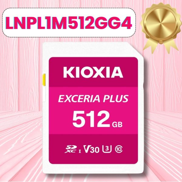 Thẻ nhớ SD 512GB Kioxia EXCERIA PLUS CL10 UHS-I U3 V30 4K A1 R100, W85. Mã LNPL1M512GG4 [BH 60T, Màu Hồng]