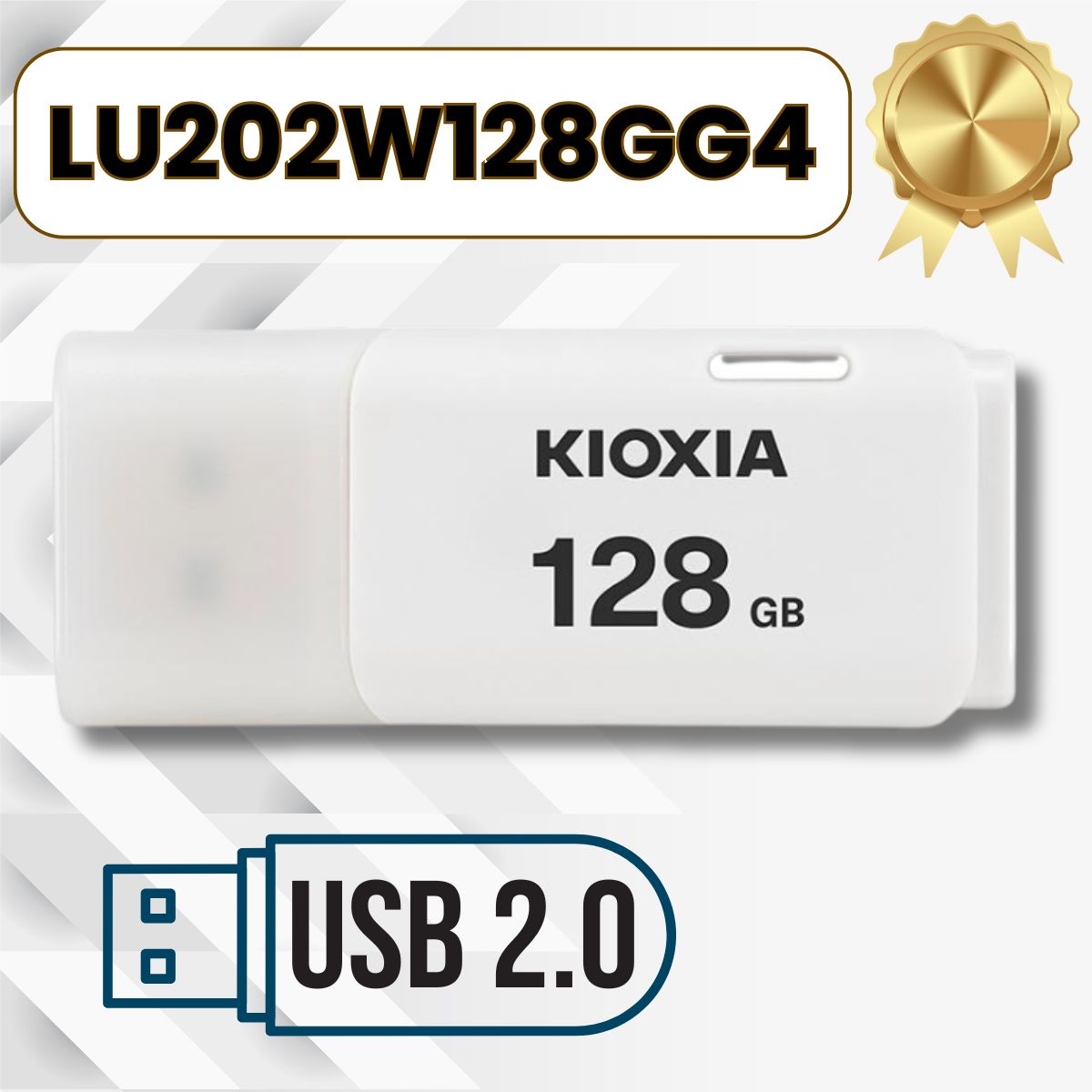USB 128GB KIOXIA U202 USB 2.0. Mã LU202W128GG4 [BH 60T, Màu Trắng, Made In Japan]