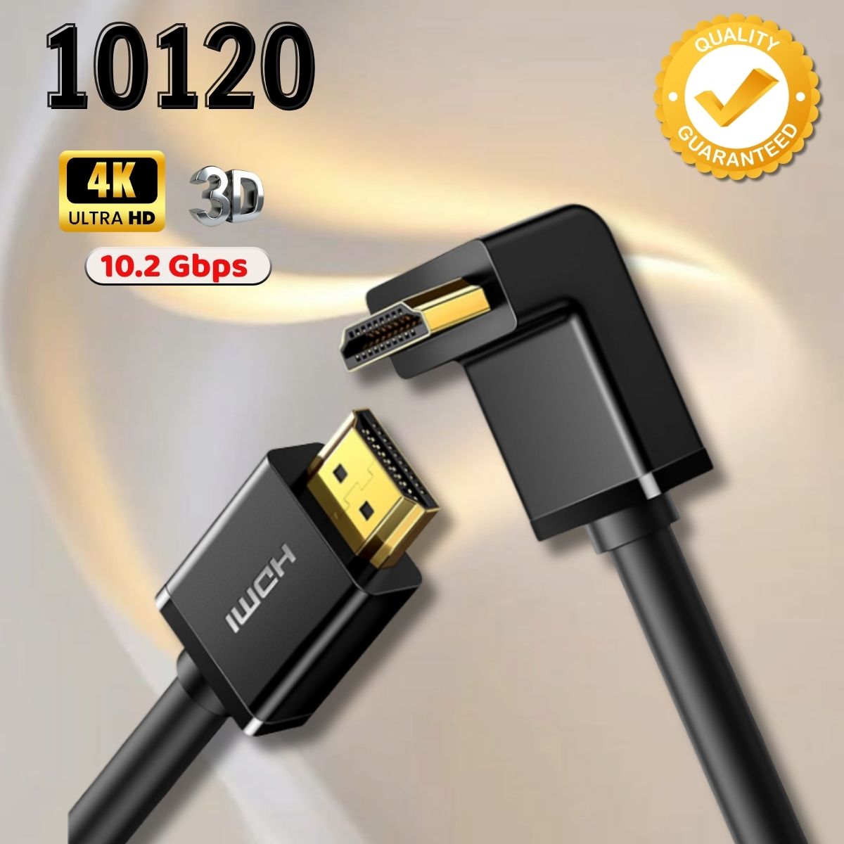 Thiết bị kết nối HDMI Ugreen 10120 HD103 Chuẩn 1.4 đầu bẻ góc 90 độ Độ phân giải 4Kx2K