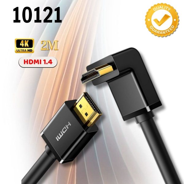 Cáp tín hiệu HDMI Ugreen 10121 HD103 Dài 2m chuẩn 1.4 đầu bẻ góc 90 độ
