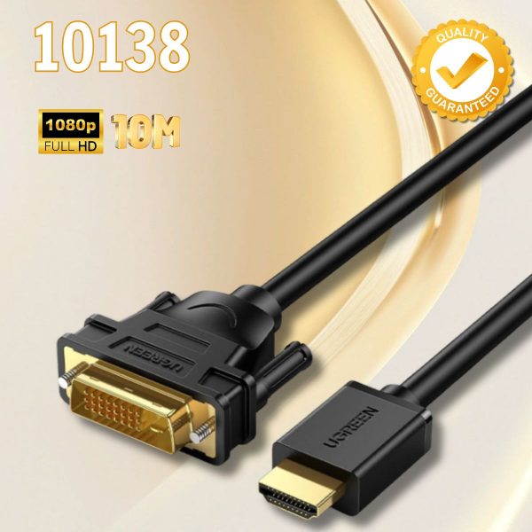 Cáp chuyển HDMI sang DVI Ugreen 10138 HD106 Dài 10m, hỗ trợ độ phân giải Full HD