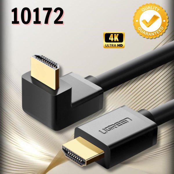 Dây truyền tải HDMI Ugreen 10172 HD103 Dài 1m Chuẩn 1.4 đầu bẻ góc 90 độ