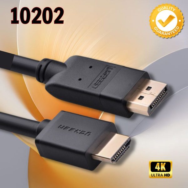 Cáp chuyển đổi Displayport 1.2 sang HDMI Ugreen 10202 dài 2m hỗ trợ 4K*2K, 2 Gbps