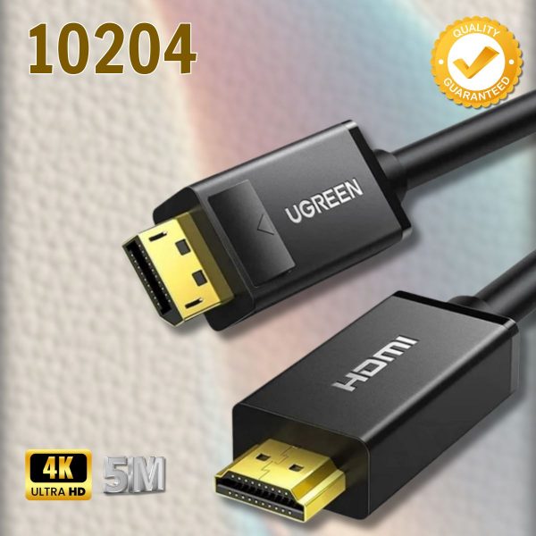 Cổng chuyển đổi Displayport sang HDMI Ugreen 10204 DP101 Dài 5m Hỗ trợ 4K*2K Màu đen