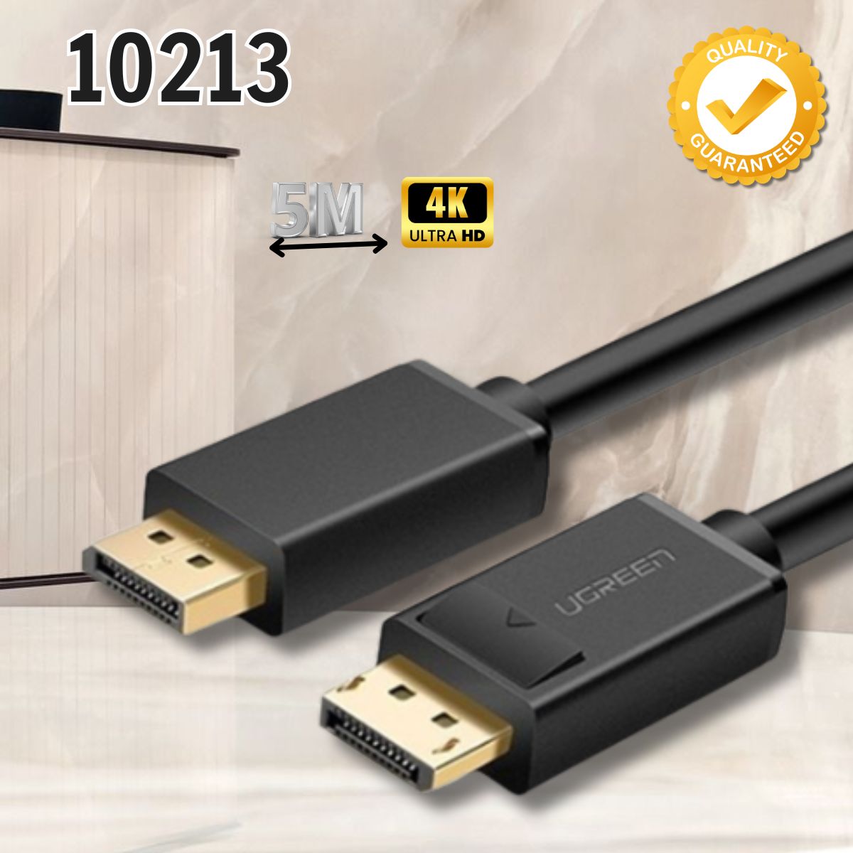 Cáp chuyển đổi Displayport sang Displayport Ugreen 10213 DP102 dài 5m Hỗ trợ 2K*4K@30Hz