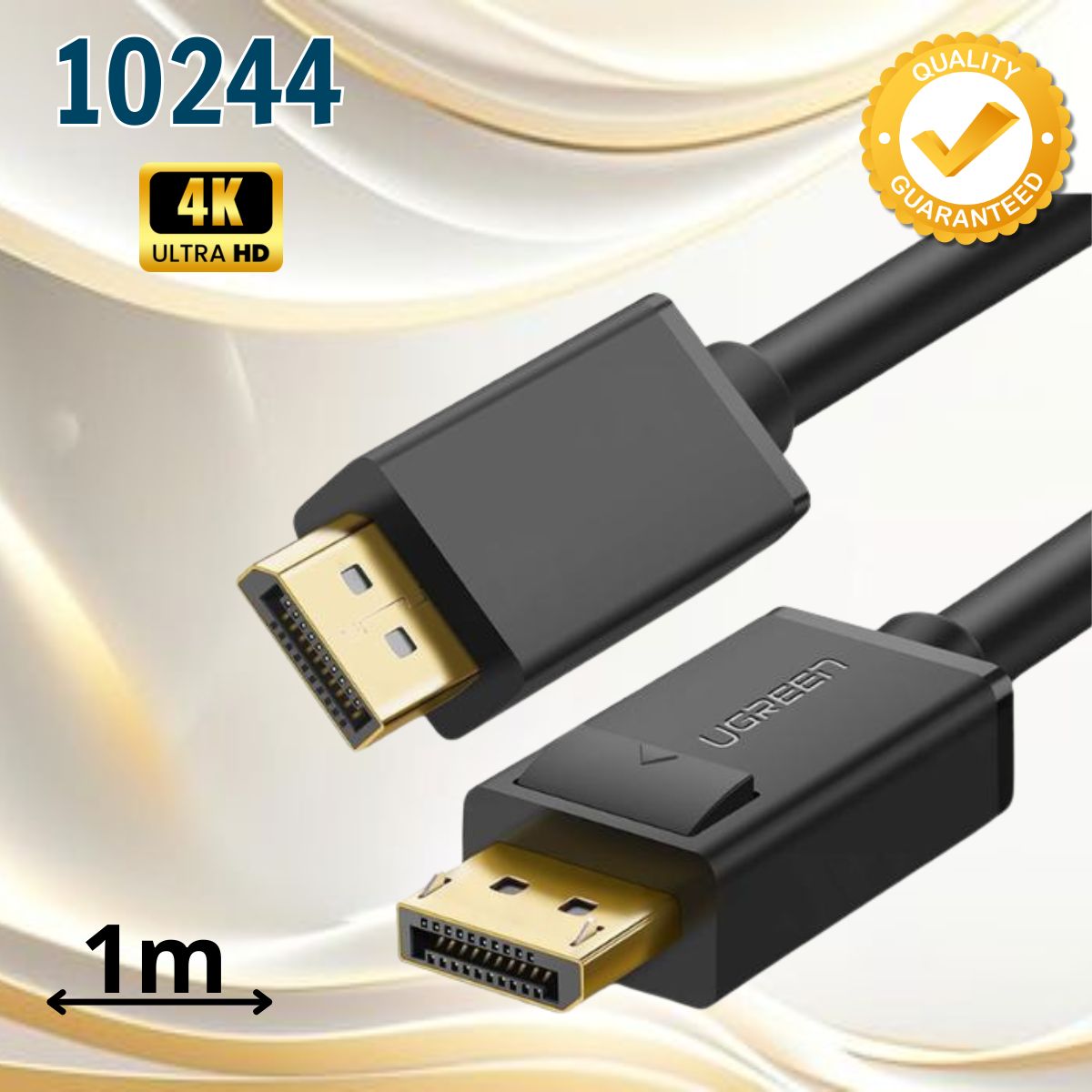 Cáp 2 Đầu Displayport chuẩn V1.2 Ugreen 10244 dài 1m, hỗ trợ 4K@60Hz