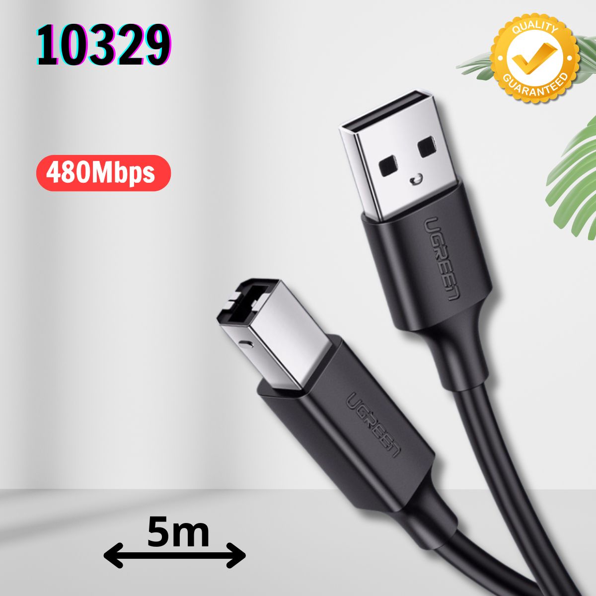 Cáp USB 2.0 sang USB B Ugreen 10329 US104 dài 5m Tốc độ lên đến 480Mbps