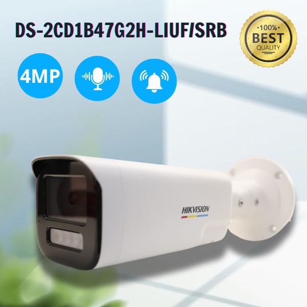 Camera IP Hikvision 4MP DS-2CD1B47G2H-LIUF/SRB Công nghệ ColorVu, Tích hợp loa mic, Báo động xanh đỏ
