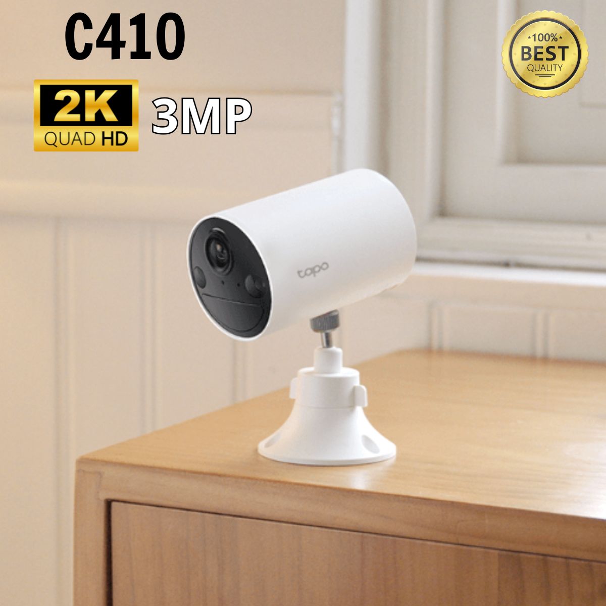 Camera sử dụng pin ngoài trời Tp-Link Tapo C410 2K 3MP Phát hiện người thông minh, Công nghệ Color Night Vision