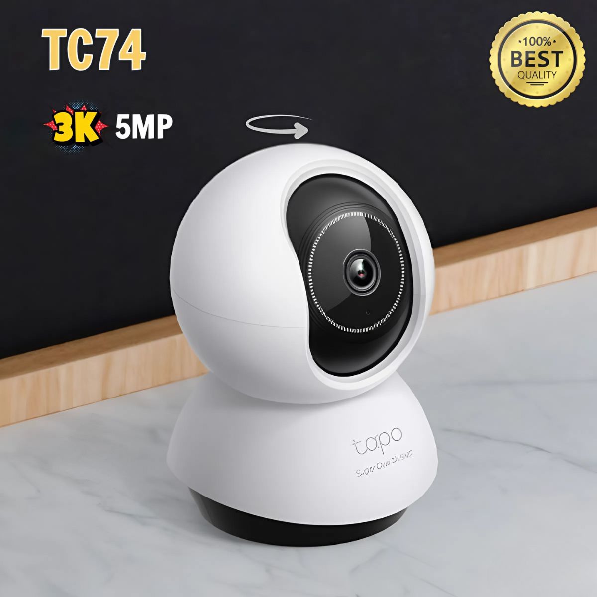 Camera wifi 3K 5MP TP-Link Tapo TC74 quay quét Hộ trợ đèn còi cảnh báo, Tầm nhìn ban đêm lên đến 12m.
