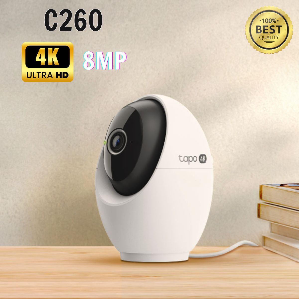 Camera Wifi  4K 8mp TP-Link Tapo C260 tích hợp AI nhận diện khuôn mặt, người, phương tiện, Quay linh hoạt 360 độ