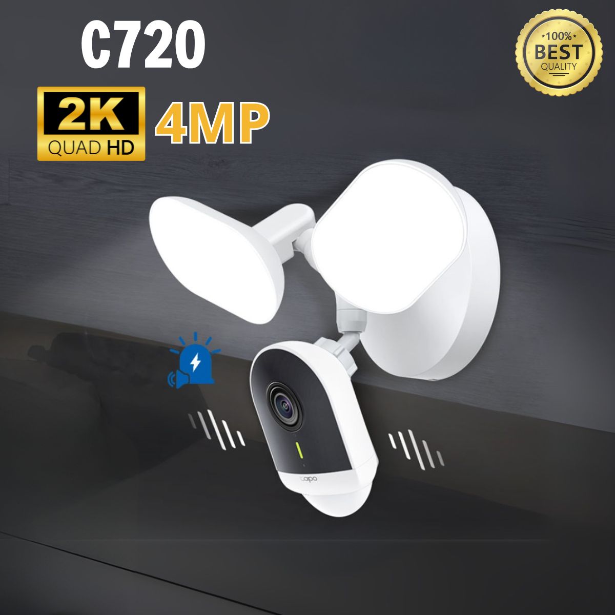 Camera Wifi tích hợp đèn chiếu sáng Tp- Link Tapo C720 2K 4MP phát hiện người, thú cưng, phương tiện, chống bụi nước IP65