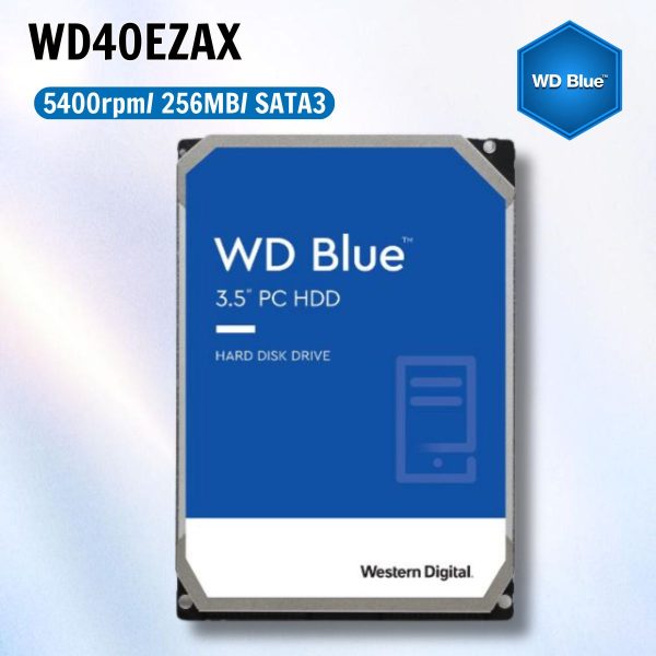Ổ cứng Western Digital Blue 4TB WD40EZAX 3.5" SATA 3/256MB Cache/ 5400RPM
