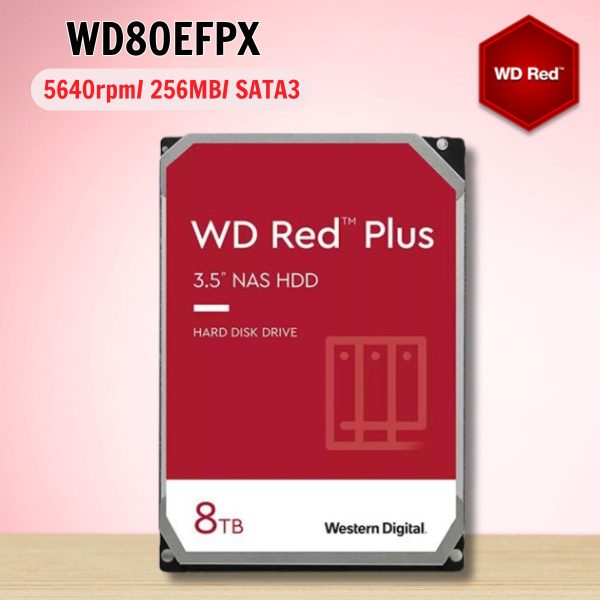 Ổ cứng Western Digital Red Plus 8TB WD80EFPX 3.5" SATA 3/ 256MB Cache/ 5640RPM