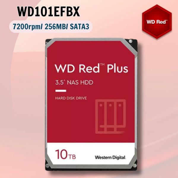Ổ cứng Western Digital Red Plus 10TB WD101EFBX  3.5" SATA 3/ 256MB Cache/ 7200RPM